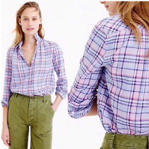*Sold* J. Crew Plaid Long Sleeve Popover Shirt